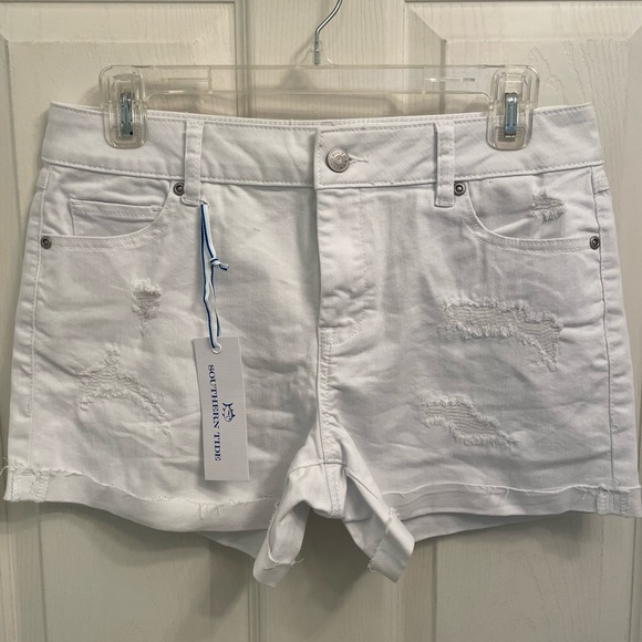 NWT Southern Tide White Denim Distressed Shorts Size 27 - Picture 1 of 7